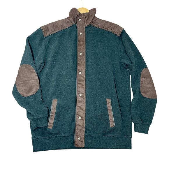 Vintage 90s Kinloch Anderson Knit Cardigan Sweater Faux Suede- Size Medium - Picture 2 of 10